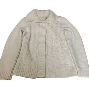 Jones New York Sport Hidden Snap Front Cream Cardigan Women's Medium